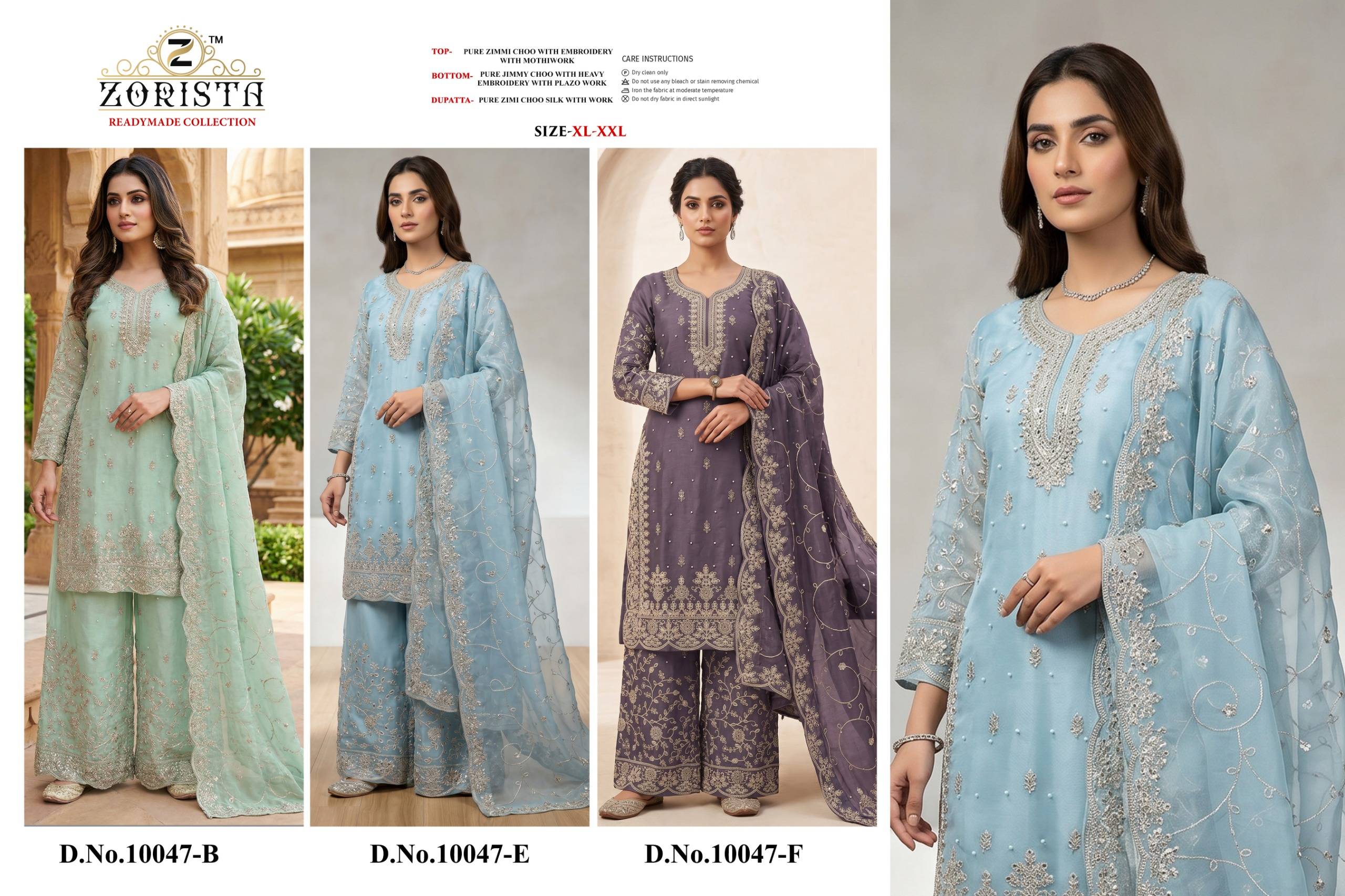 10047 COLOURS BY ZORISTA Pakistani Stylish Embroidered PURE ZIMMI CHOO READYMADE Dresses At Wholesale Price